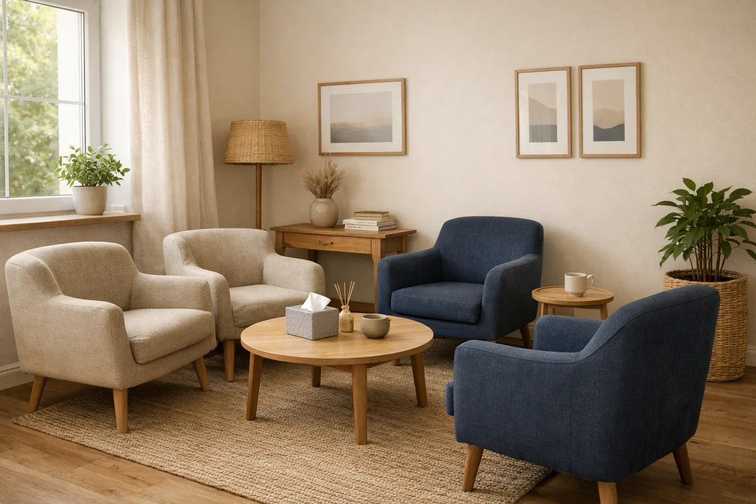 Spokojna poczekalnia we wnętrzu CLT.